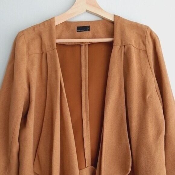 VERO MODA Faux Suede Open Front Light Jacket Tan Sz M - Picture 3 of 10